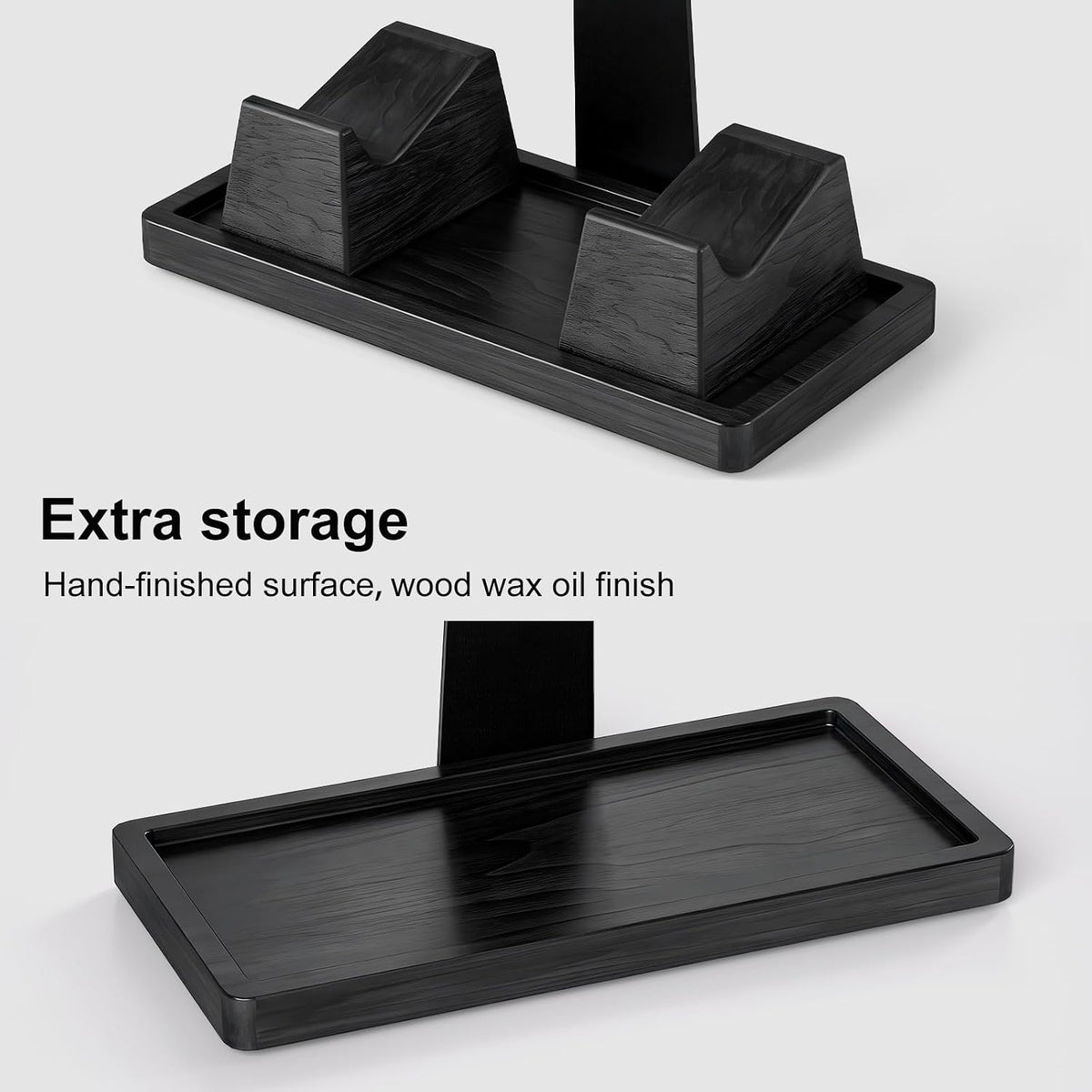 Headphone and Headset Stand with Controller Holders Gamer Gifts | Solid Wood, Holds 2 Controllers, Storage Tray for Gaming Room Decor, Compatible with PS5 and Xbox