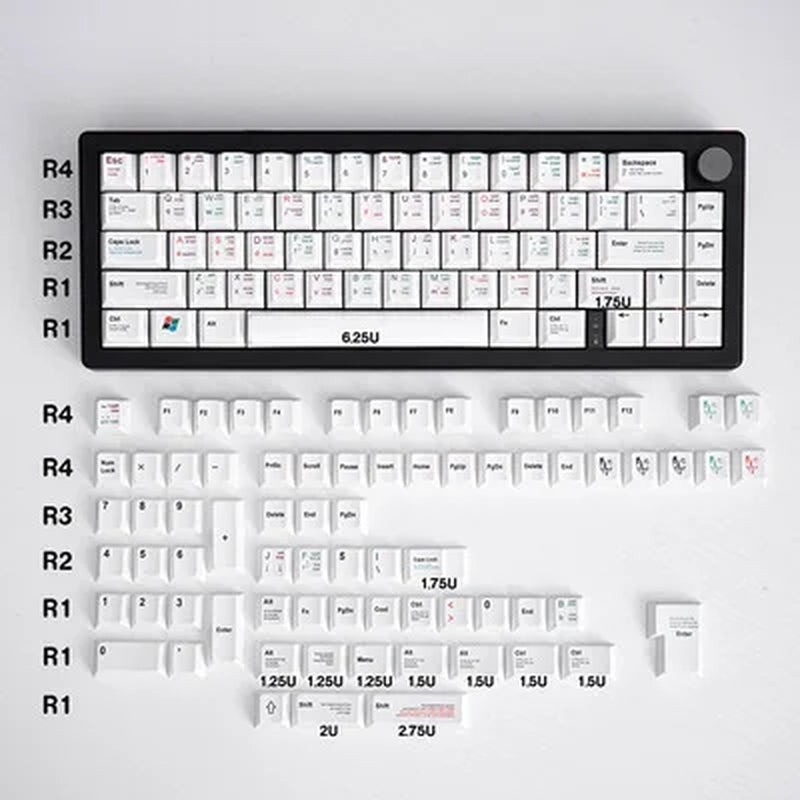 Custom PBT Cherry Profile Keycap Set - 131 Sublimated Keycaps for Cherry MX Mechanical Keyboards