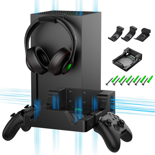 Wall Mount for Xbox Series X with 2 Controller Holders and 1 Headphone
