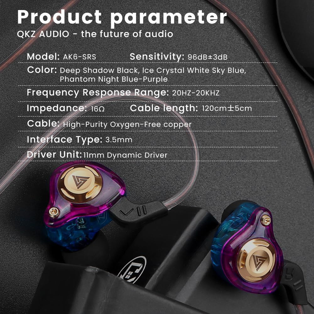 Wired Gaming Earbuds In-Ear Headphones Hifi Game Head Phones in Ear Monitors Deep Bass Sound Wired-Earbuds with 1DD 10Mm Dynamic Driver Inear Earphones IEM for Music Gaming Video Calling (Purple)