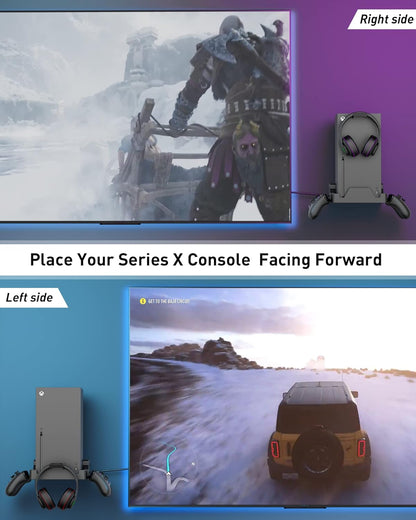 Wall Mount for Xbox Series X - Sturdy Wall Shelf Kit with 2 Controller Holders & 1 Headset Hook, Space Saving, Dual Ventilation Design, Easy Installation, Securely Mount Xbox Console near or behind TV
