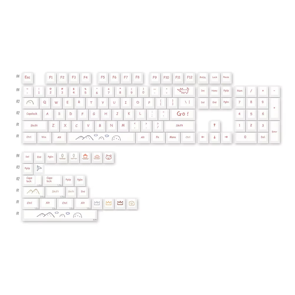 Custom PBT Cherry Profile Keycap Set - 131 Sublimated Keycaps for Cherry MX Mechanical Keyboards