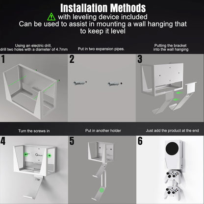 Wall Mount for Xbox Series S - All Metal Vertical Hanging on Wall near or behind TV Left/Right, Wall Mount Kit with Detachable Controller Holder