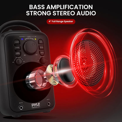 4” Wireless BT Streaming Speaker - Portable Audio Speaker, with Two Microphones and Stand to Put Mobile Phone, 5.0 Bluetooth, Big Bass & Clear Sound, MP3, Classic Karaoke System