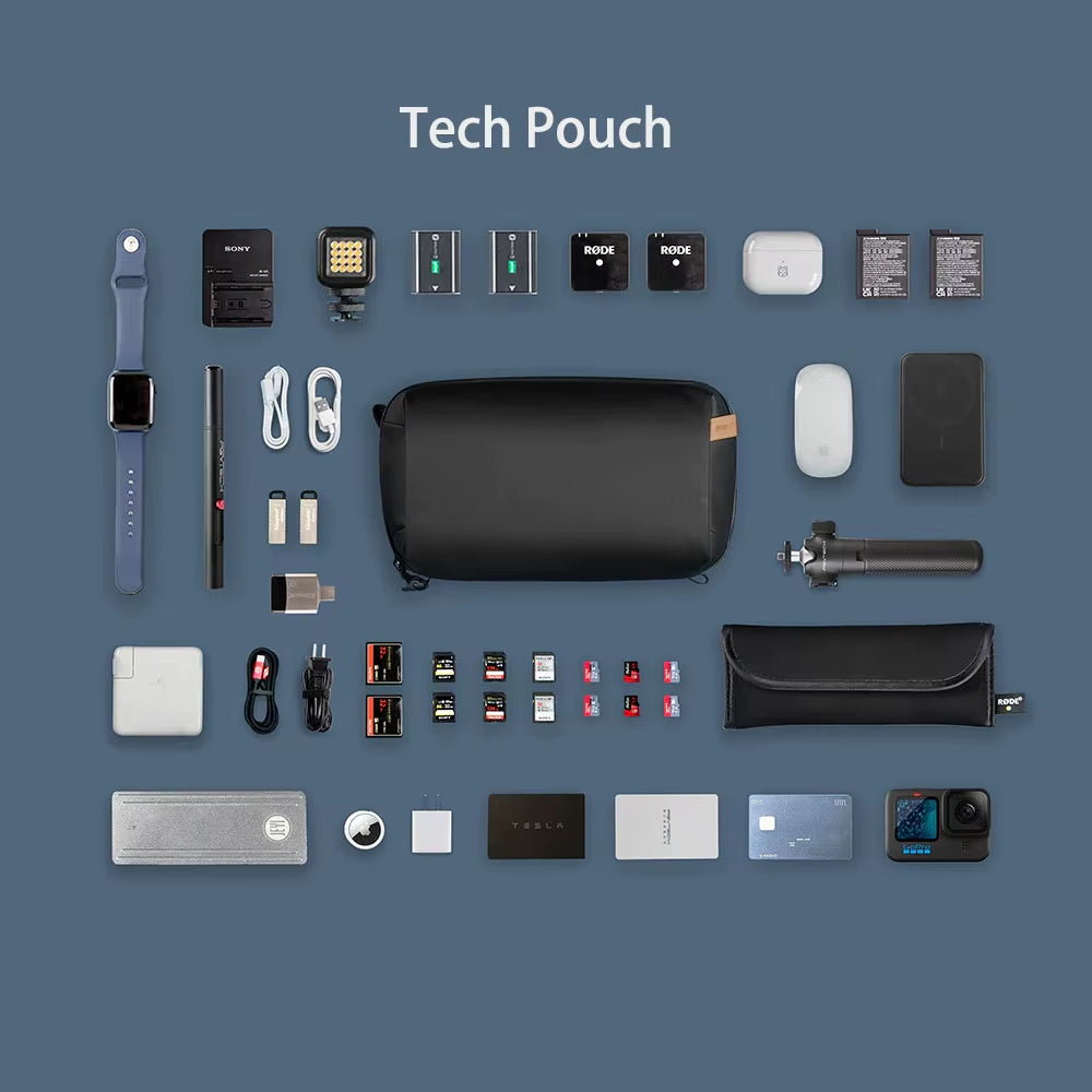 Waterproof Tech Accessories Pouch - Compact Electronics Organizer for Cables and Phone Batteries