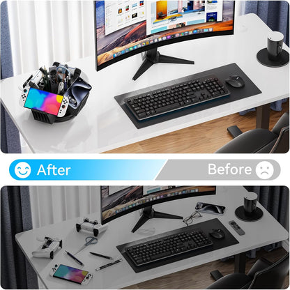 Controller Organizer for Desktop - 360°Rotatable Controller Holder with Storage Box - Universal Stand for 4 Controllers, Desk Organizer for Switch Remote Control Pen Gamer Accessories