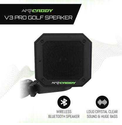 Golf Bluetooth Speaker with Mount, Bluetooth Speaker and Mount with Loud Stereo Sound and Bass Boost, Extended Playtime and Range (V3 Pro - 15 Watts)