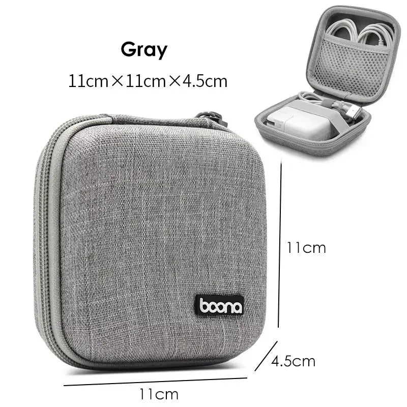 Portable Mini Hard Shell Digital Gadgets Storage Bag Artificial Leather Earphone Charger Case Data Cable U Disk Organizer