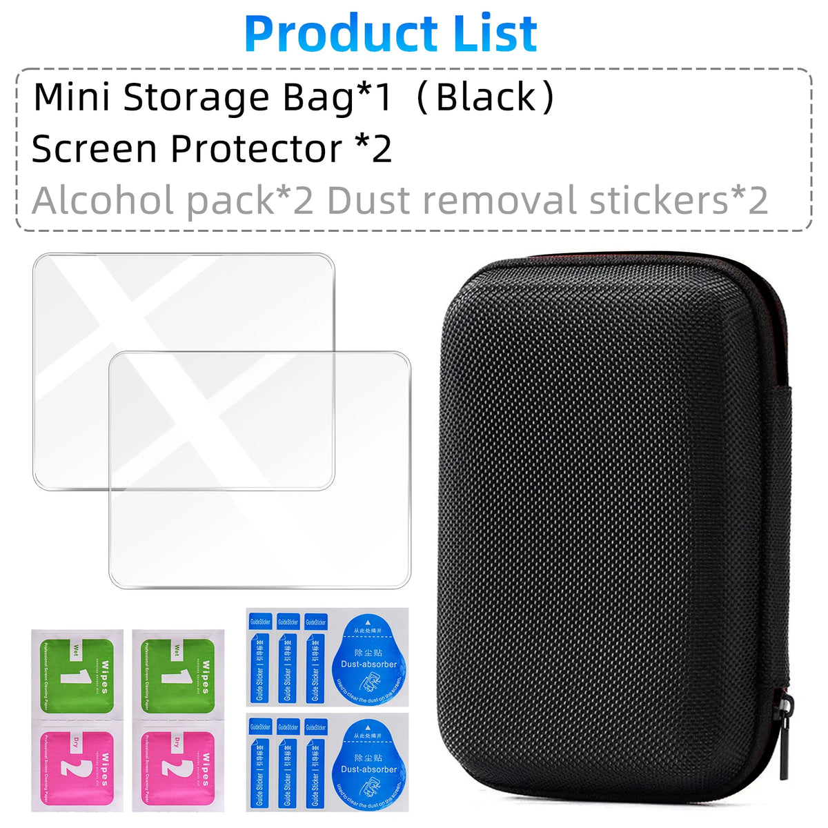 Tempered Glass Screen Protector and EVA Portable Storage Case for R36S/R35S Console Accessories Set