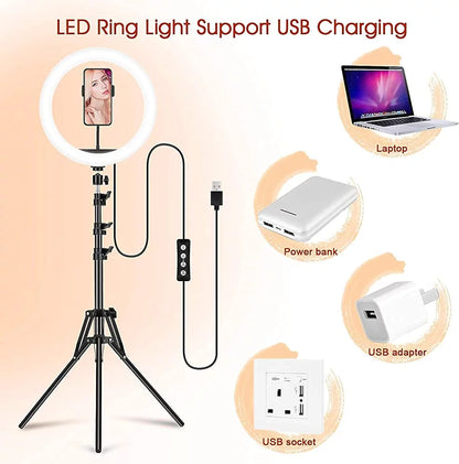 13-Inch RGB Selfie Ring Light with Tripod Stand and Phone Holder - 26 Modes, 10 Brightness Levels, 120 Dimmable LED Bulbs for Live Streaming, Makeup, YouTube Videos, and Photography