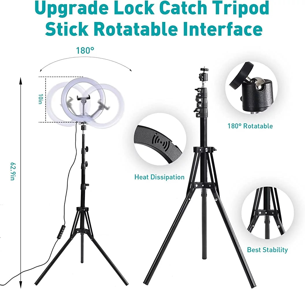 13-Inch RGB Selfie Ring Light with Tripod Stand and Phone Holder - 26 Modes, 10 Brightness Levels, 120 Dimmable LED Bulbs for Live Streaming, Makeup, YouTube Videos, and Photography