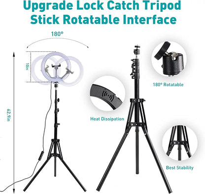 13-Inch RGB Selfie Ring Light with Tripod Stand and Phone Holder - 26 Modes, 10 Brightness Levels, 120 Dimmable LED Bulbs for Live Streaming, Makeup, YouTube Videos, and Photography