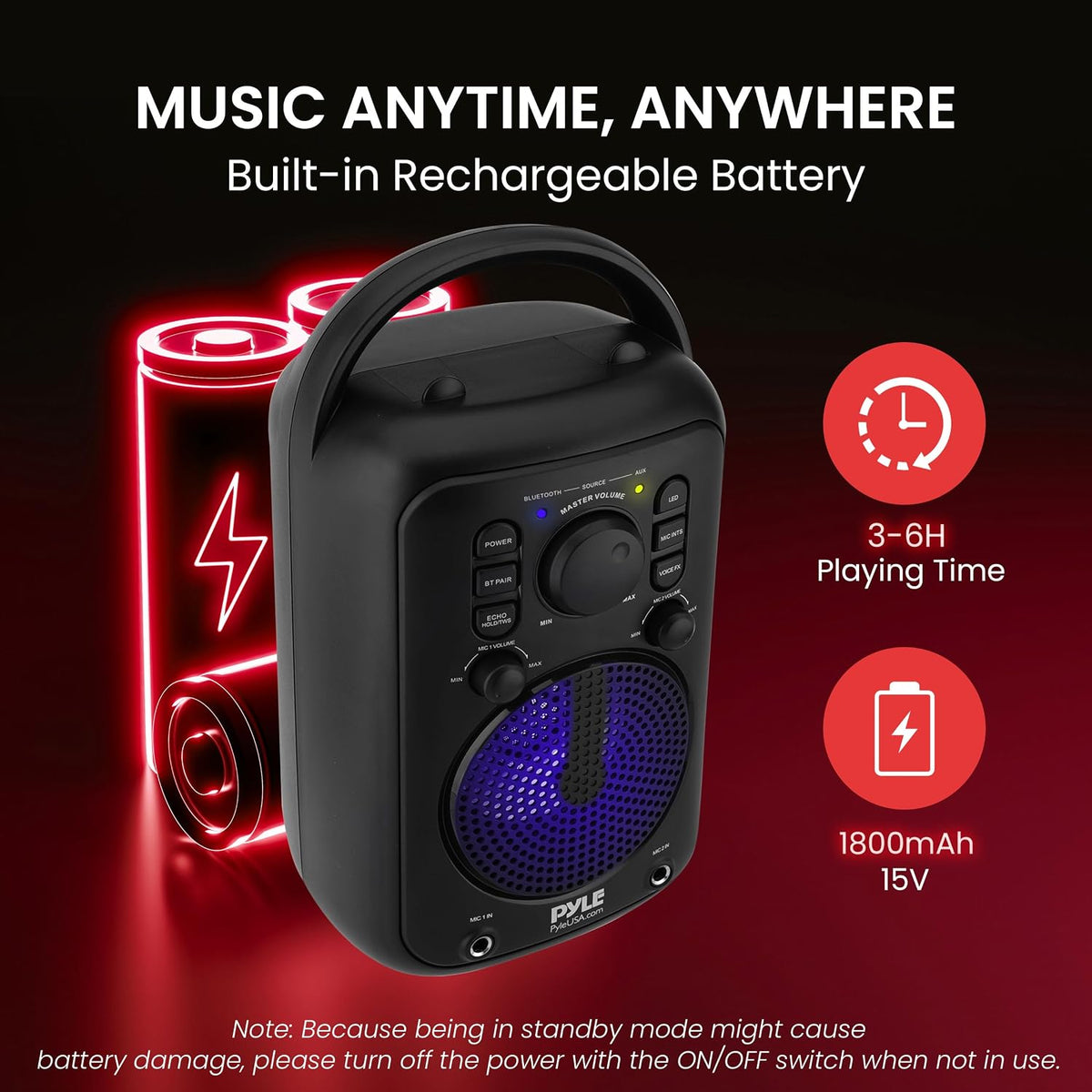 4” Wireless BT Streaming Speaker - Portable Audio Speaker, with Two Microphones and Stand to Put Mobile Phone, 5.0 Bluetooth, Big Bass & Clear Sound, MP3, Classic Karaoke System