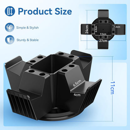 Controller Organizer for Desktop - 360°Rotatable Controller Holder with Storage Box - Universal Stand for 4 Controllers, Desk Organizer for Switch Remote Control Pen Gamer Accessories