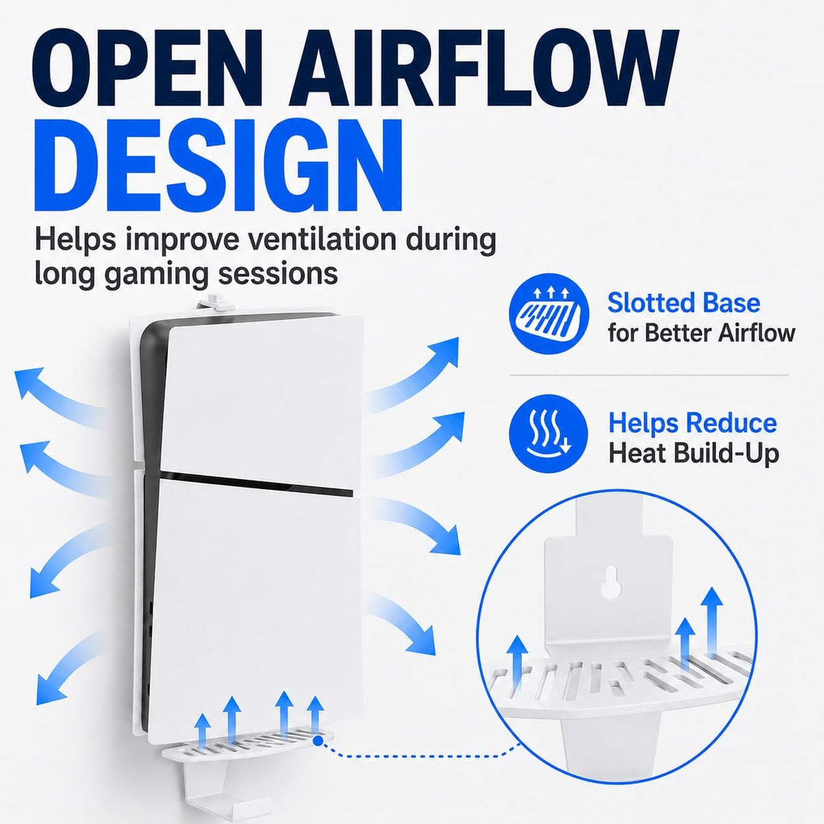 Heavy-Duty Steel Wall Mount Kit Compatible with PS5 Slim, Pro and Original | Secure Eva-Padded Support, Complete Install Kit, Easy Setup, Open Airflow, Holders for 2 Controllers and Headset